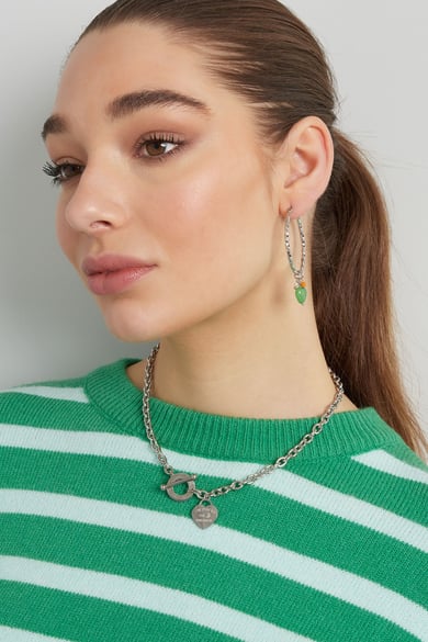 Gliederkette Herz mit rundem Schloss – Goldfarbe - Goldfarbefarbe h5 Bild2